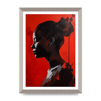 Striking Black Figure on Red Canvas