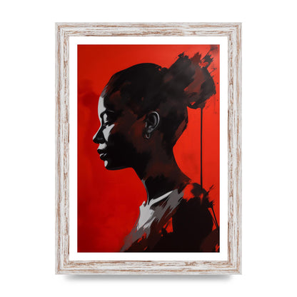 Striking Black Figure on Red Canvas