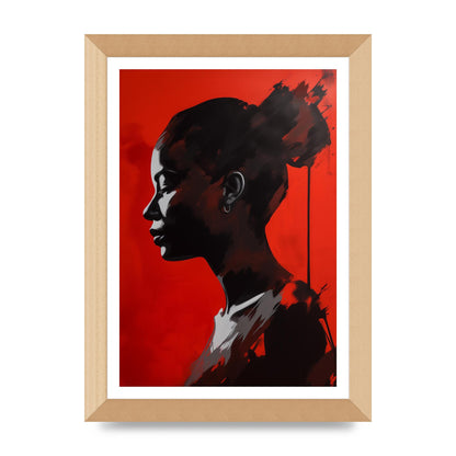 Striking Black Figure on Red Canvas