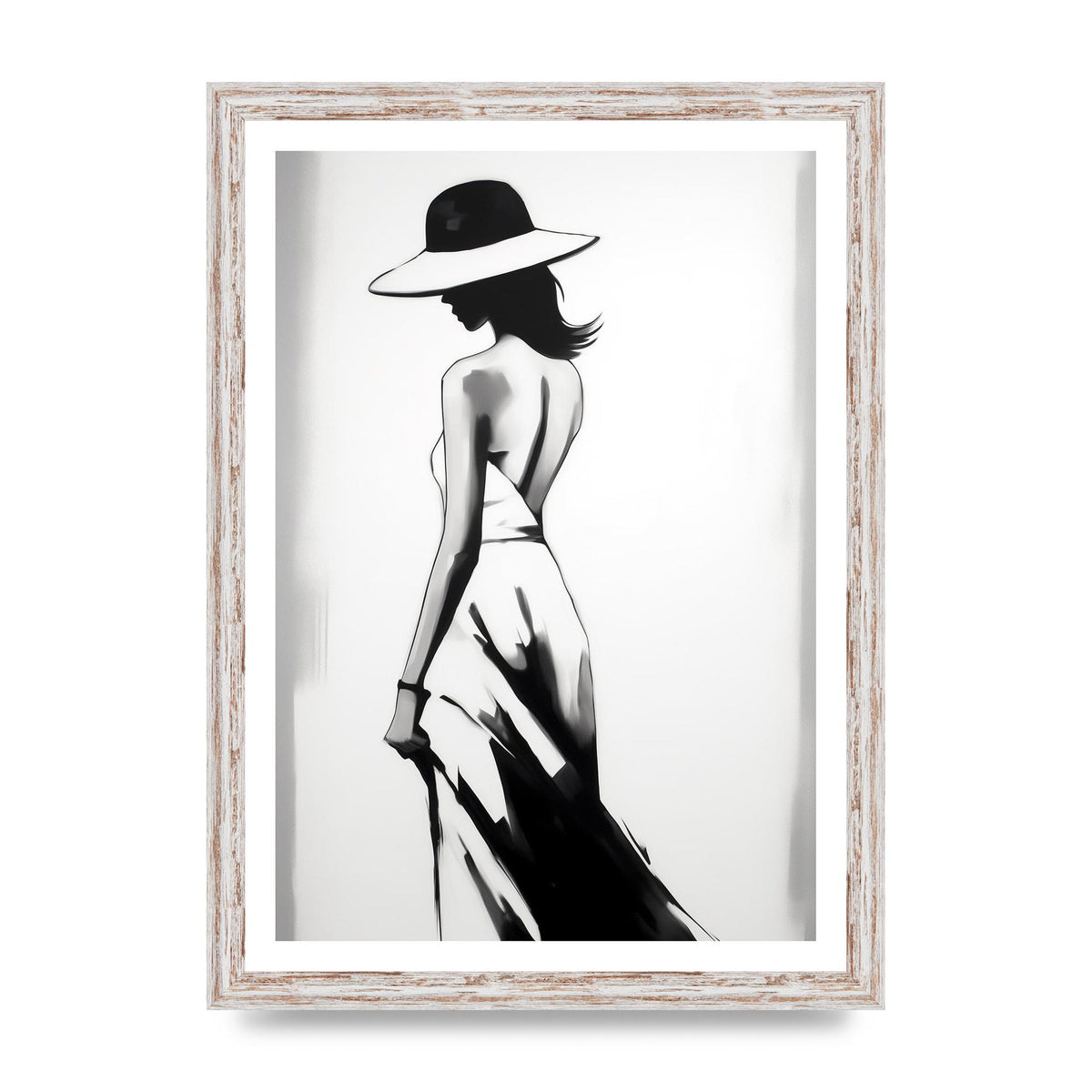 Womans Silhouette on White Canvas
