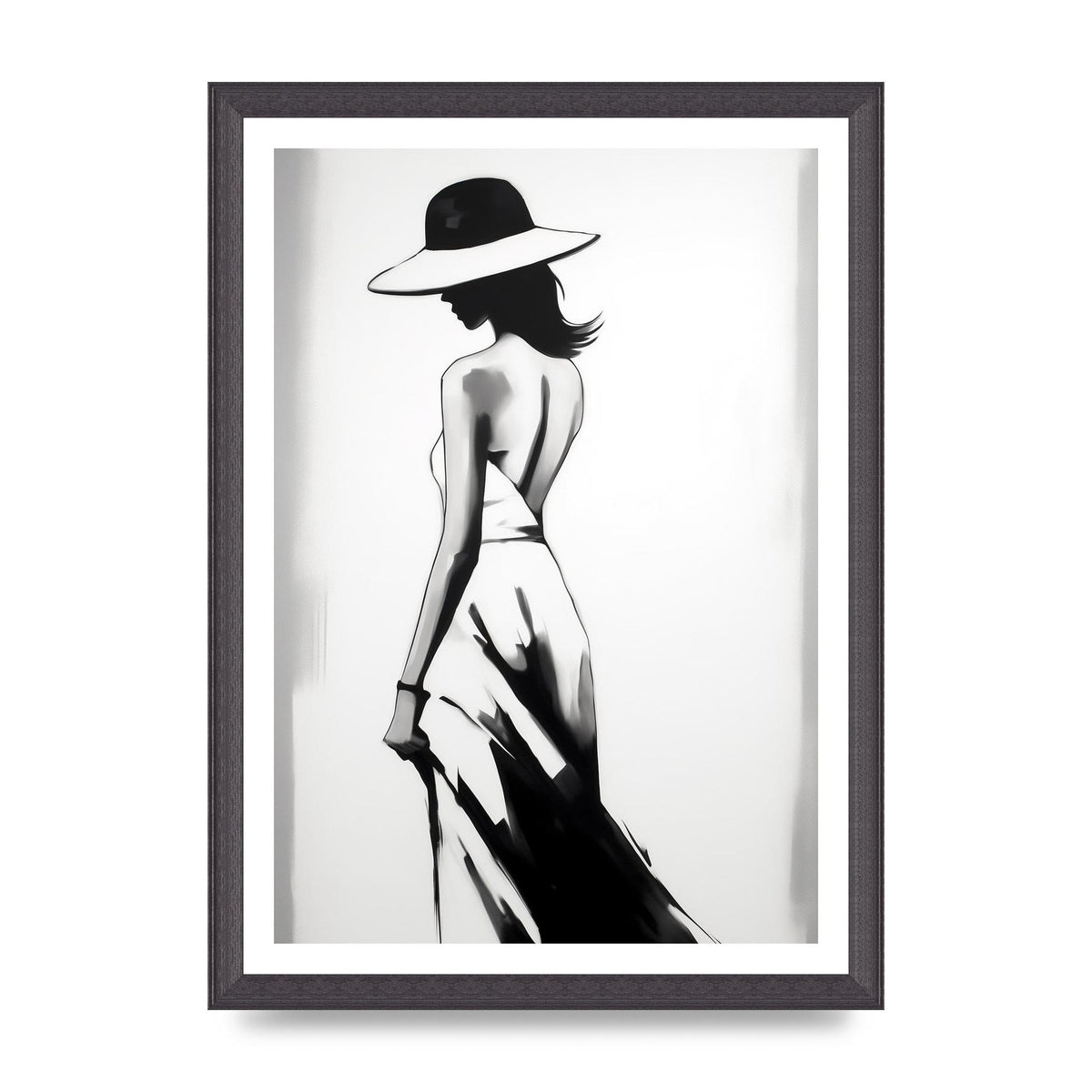Womans Silhouette on White Canvas