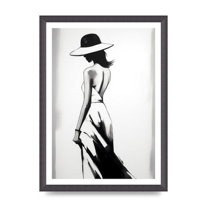 Womans Silhouette on White Canvas