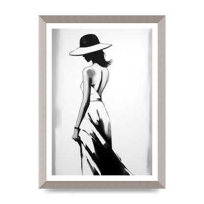 Womans Silhouette on White Canvas