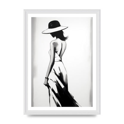 Womans Silhouette on White Canvas