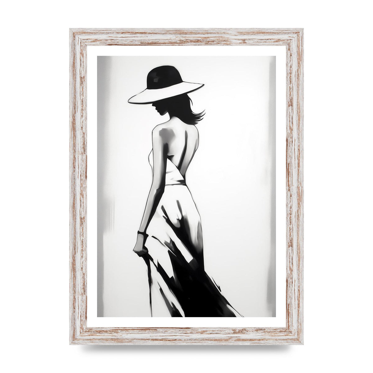 Womans Silhouette on White Canvas