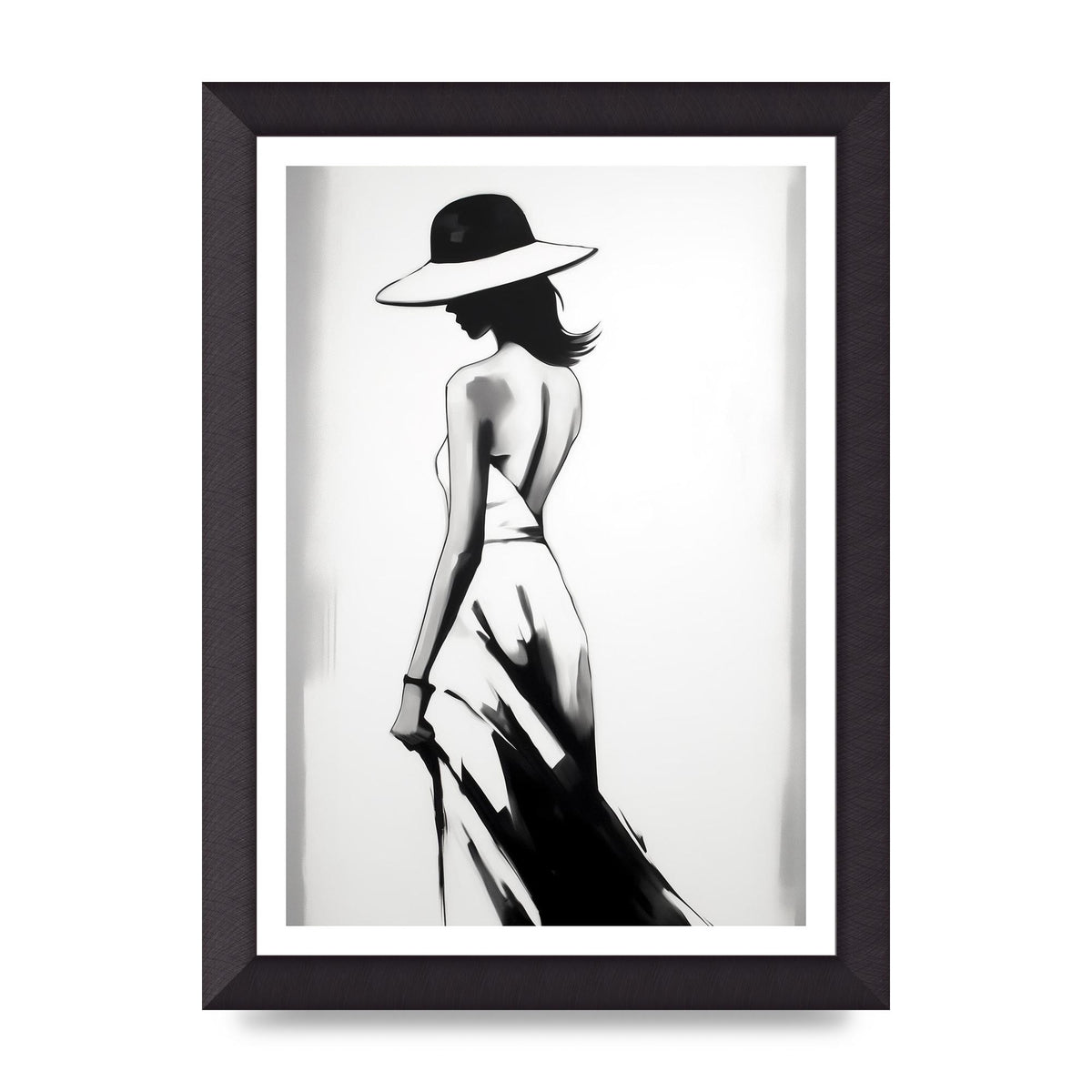 Womans Silhouette on White Canvas