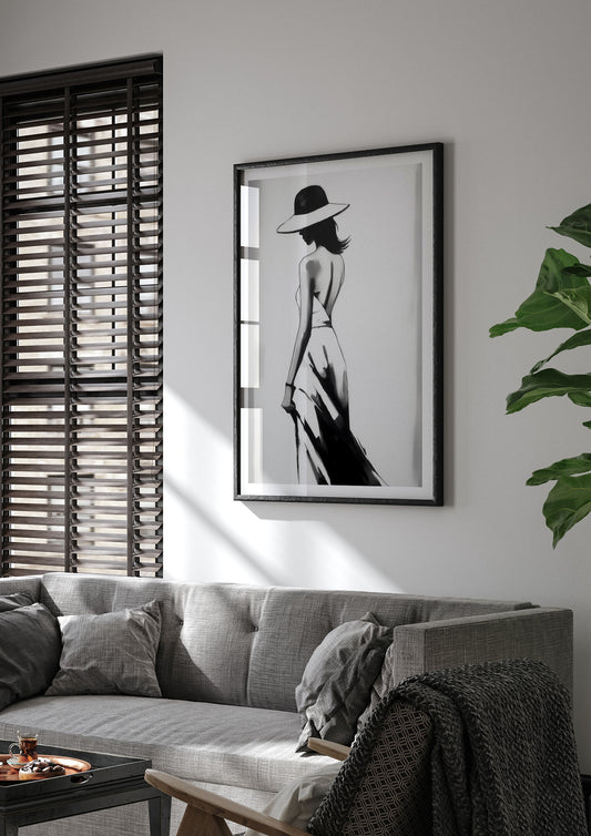 Womans Silhouette on White Canvas