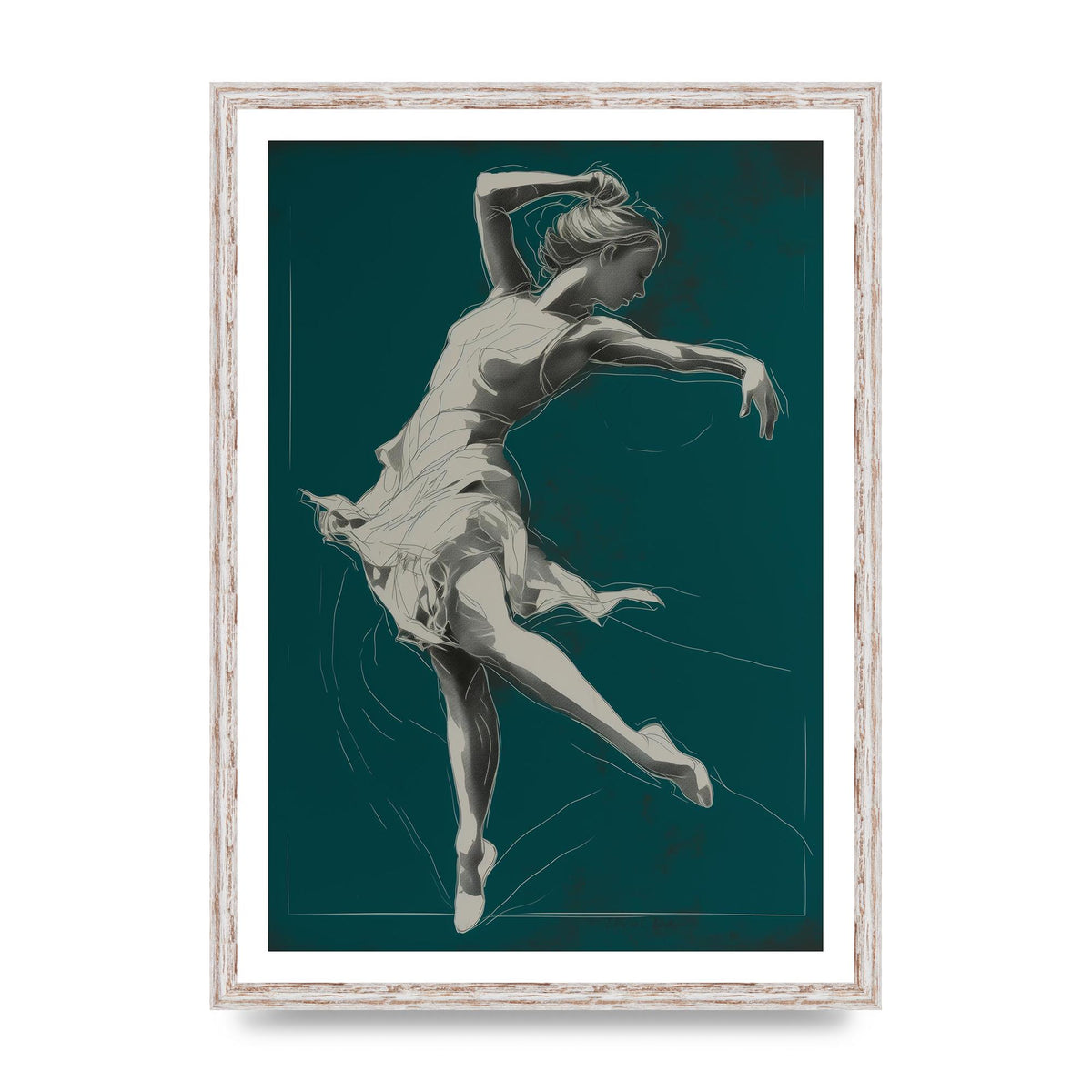 Teal Canvas with Womans Silhouette
