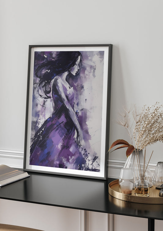 Womans Silhouette on Purple Backdrop