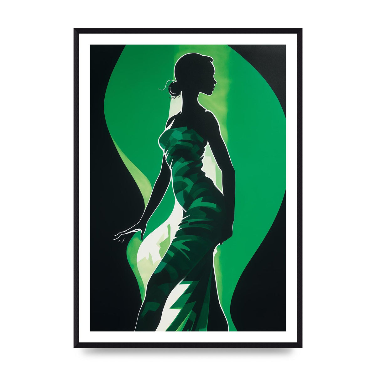 Emerald Backdrop with Womans Figure