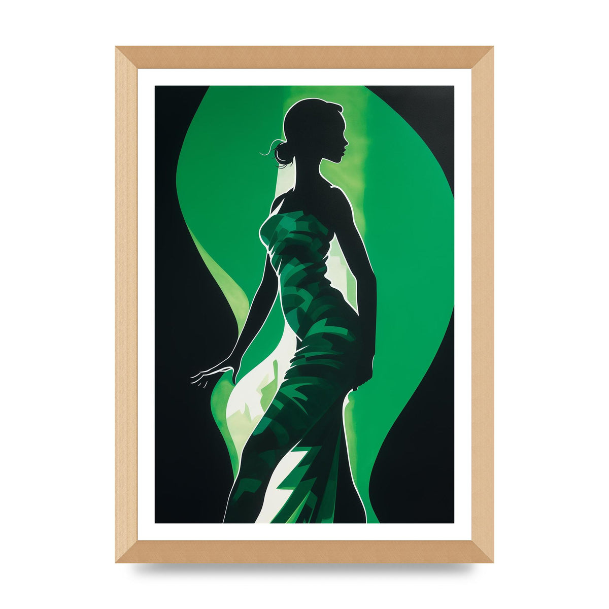 Emerald Backdrop with Womans Figure