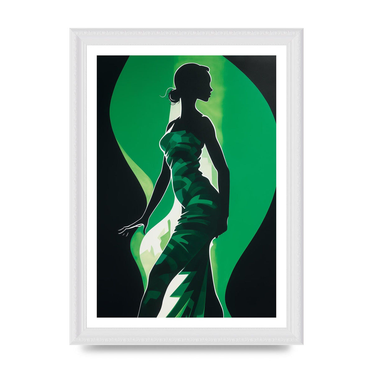 Emerald Backdrop with Womans Figure