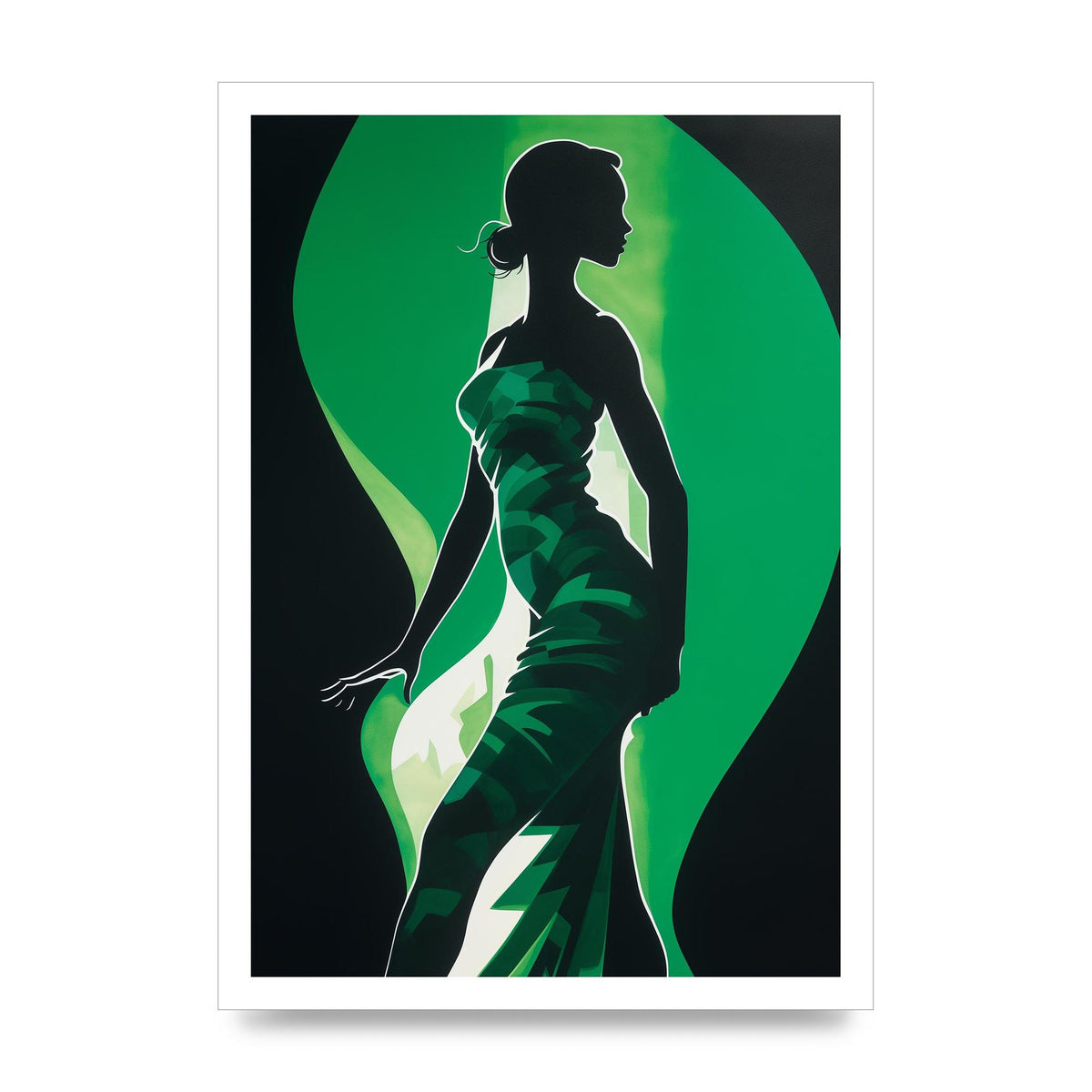 Emerald Backdrop with Womans Figure