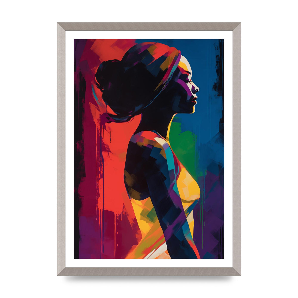 Dynamic Female Silhouette in Red