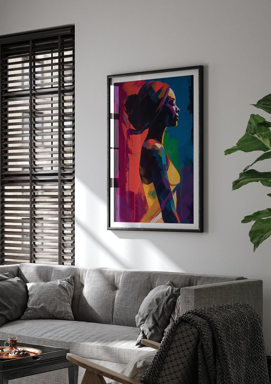Dynamic Female Silhouette in Red