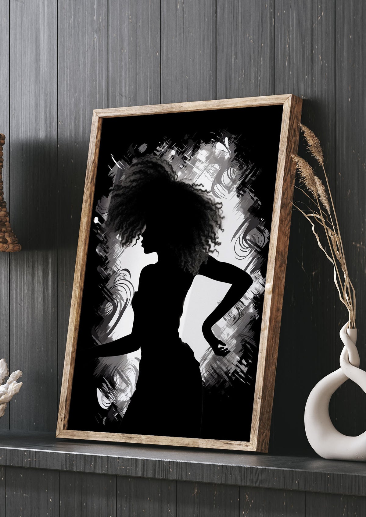 Monochrome Afro-clad Womans Dance