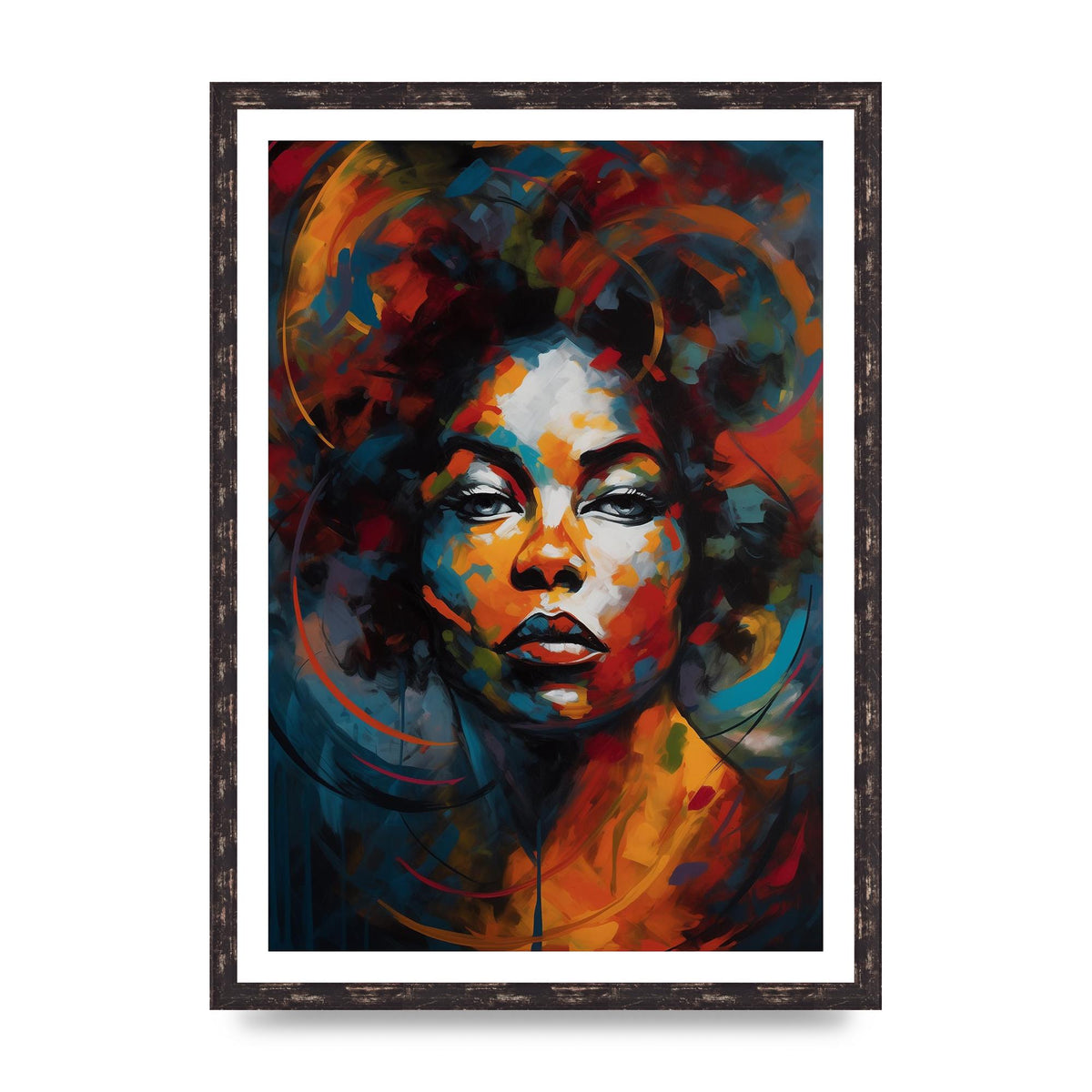 Abstract Afro in Vibrant Strokes