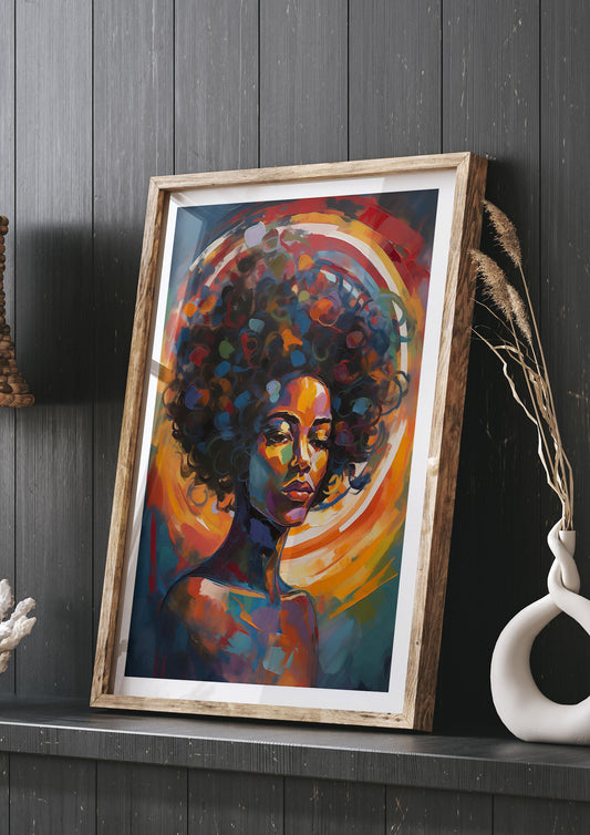 Abstract Halo Around Afro Woman