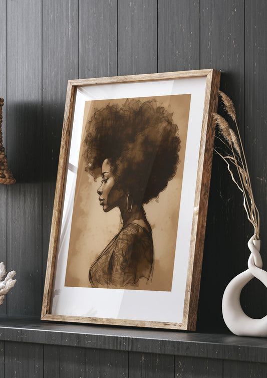 Bold Afro Beauty in Black and White