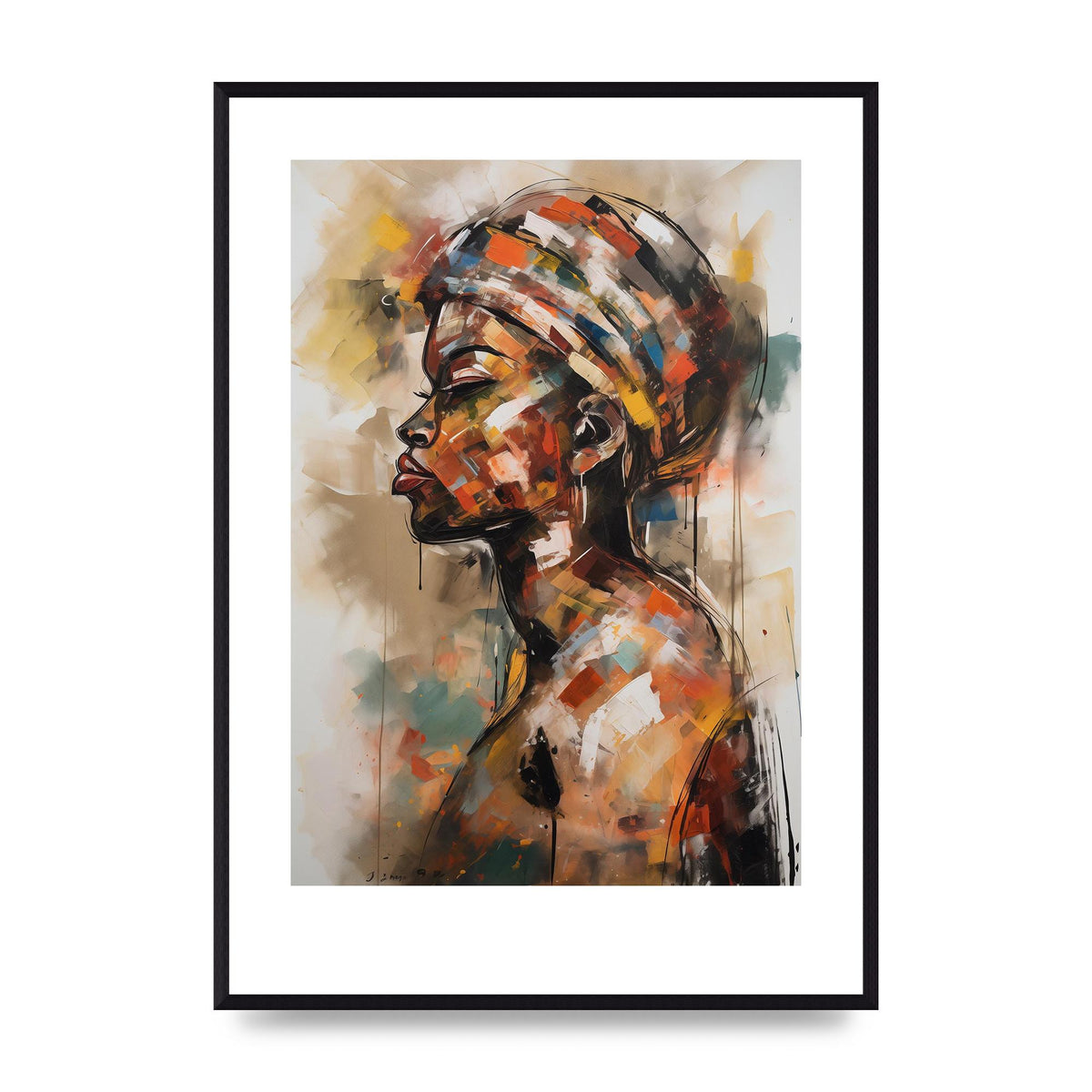 African Womans Figure in Bold Abstraction