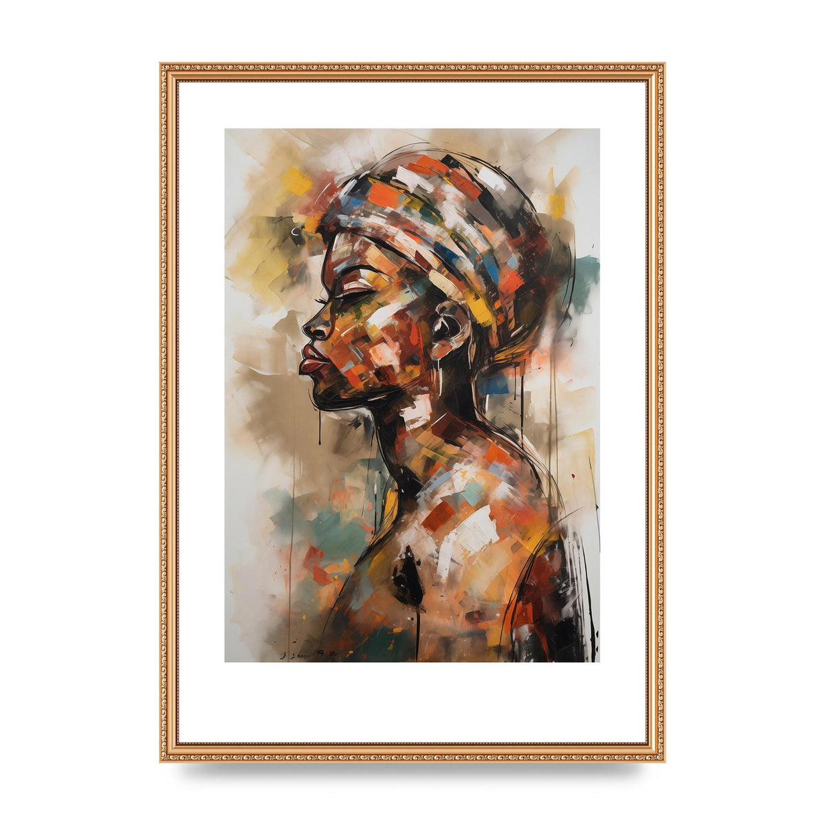 African Womans Figure in Bold Abstraction