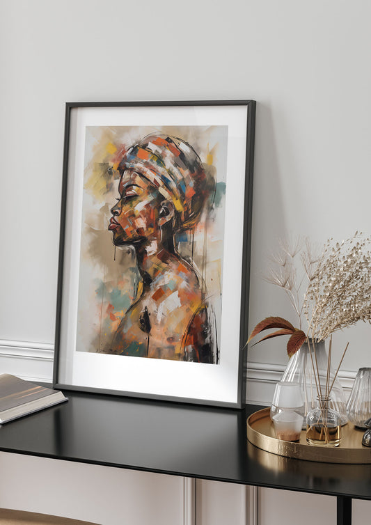 African Womans Figure in Bold Abstraction