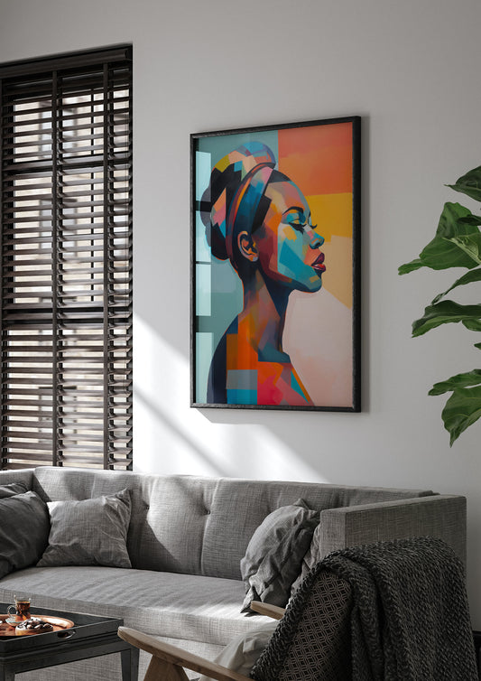 African Woman in Pastel Serenity