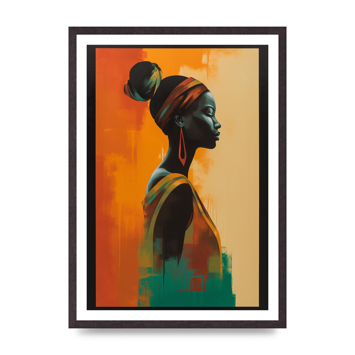 African Womans Graceful Lines on Canvas
