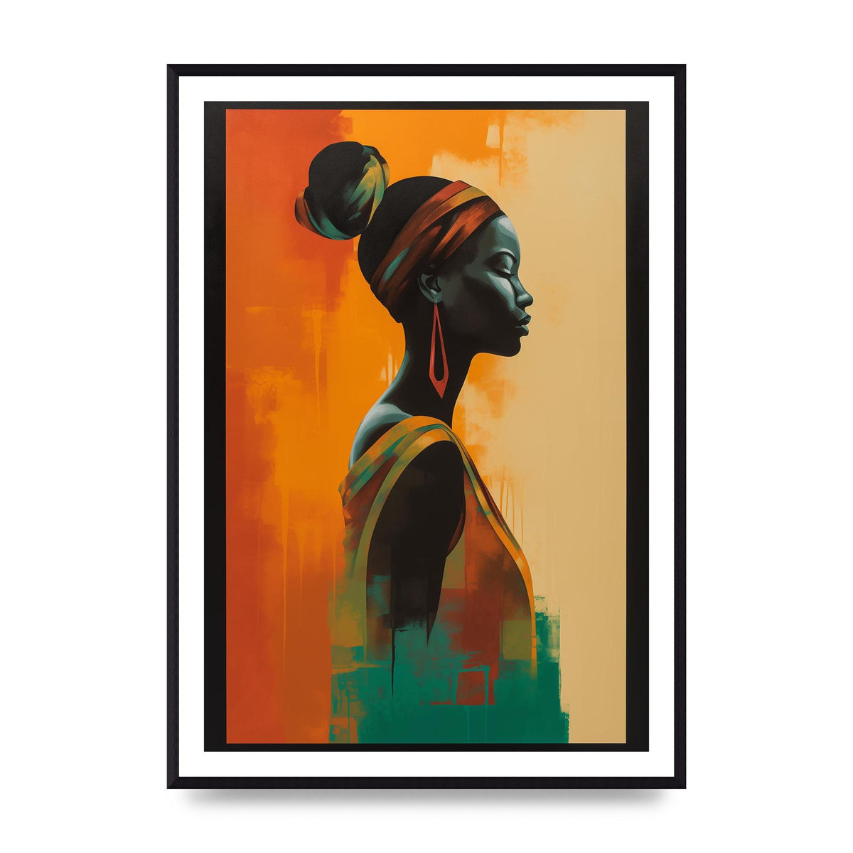 African Womans Graceful Lines on Canvas
