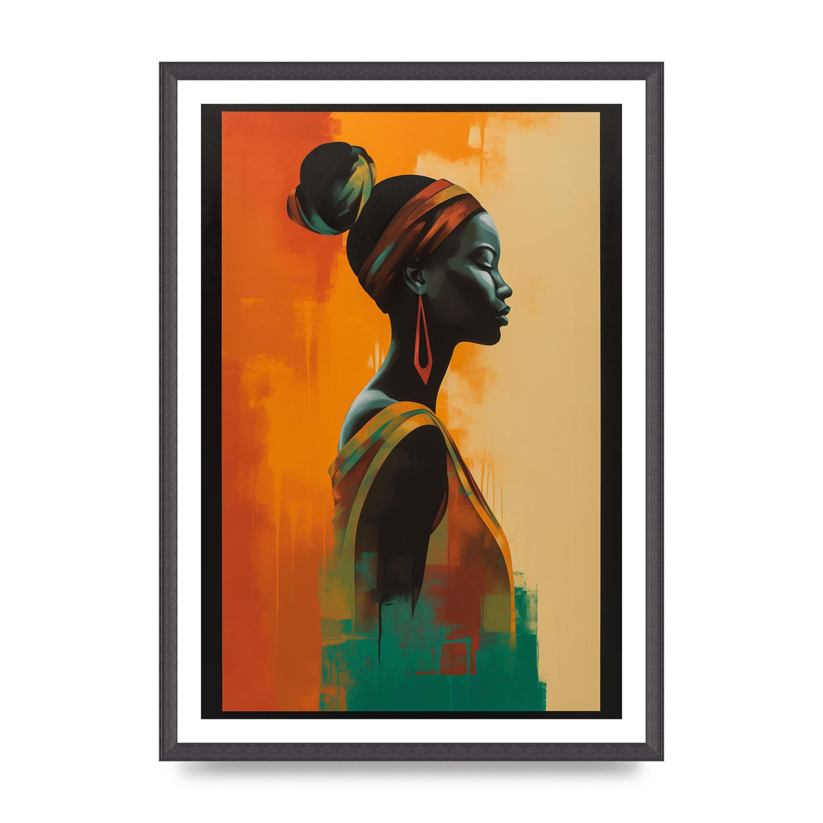African Womans Graceful Lines on Canvas