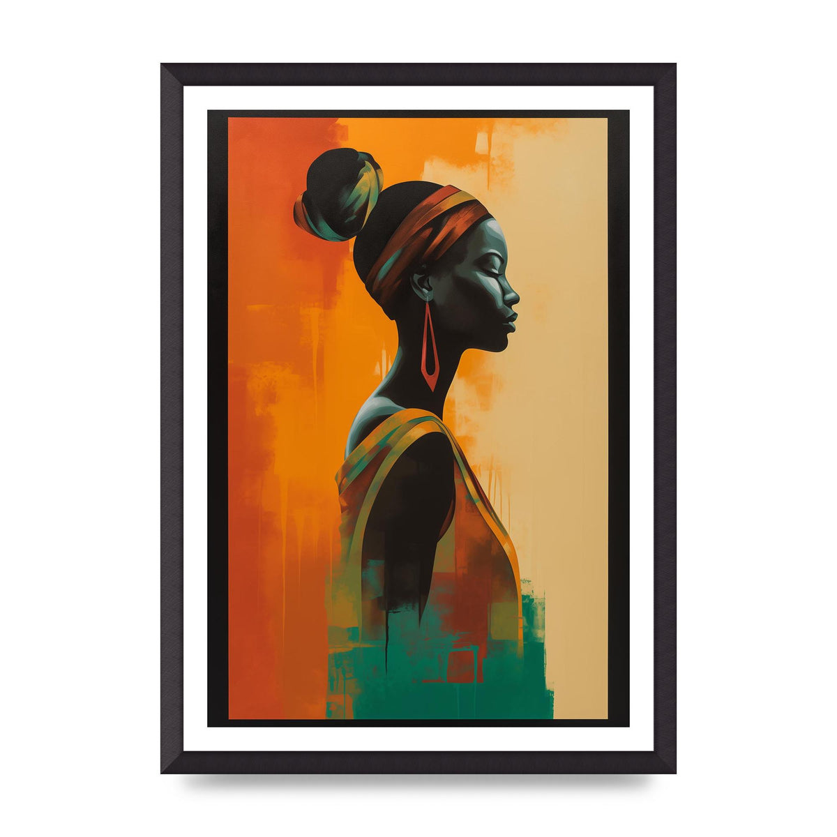 African Womans Graceful Lines on Canvas