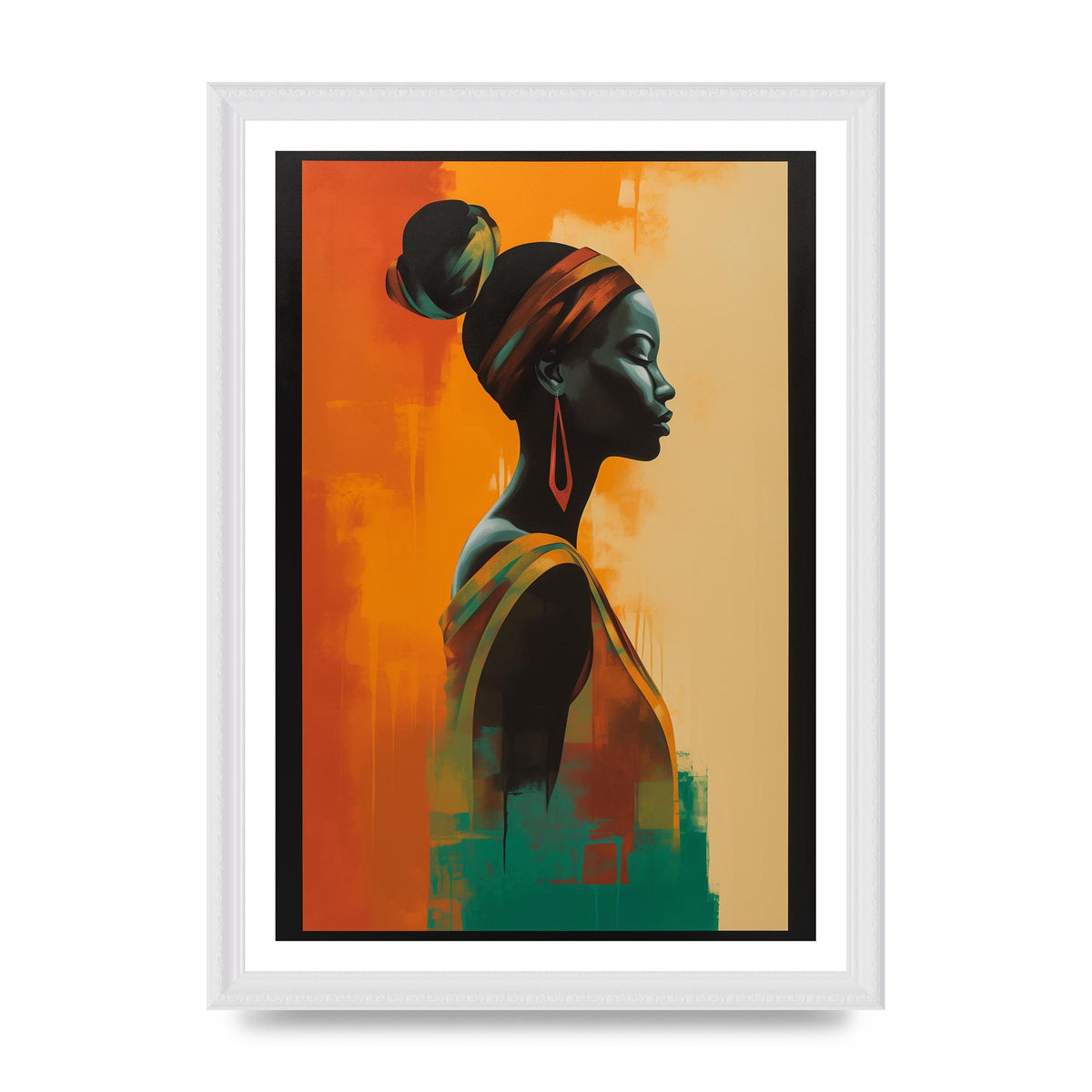 African Womans Graceful Lines on Canvas