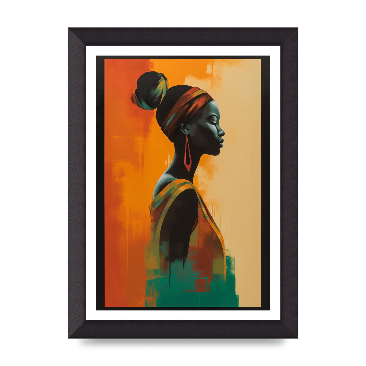 African Womans Graceful Lines on Canvas