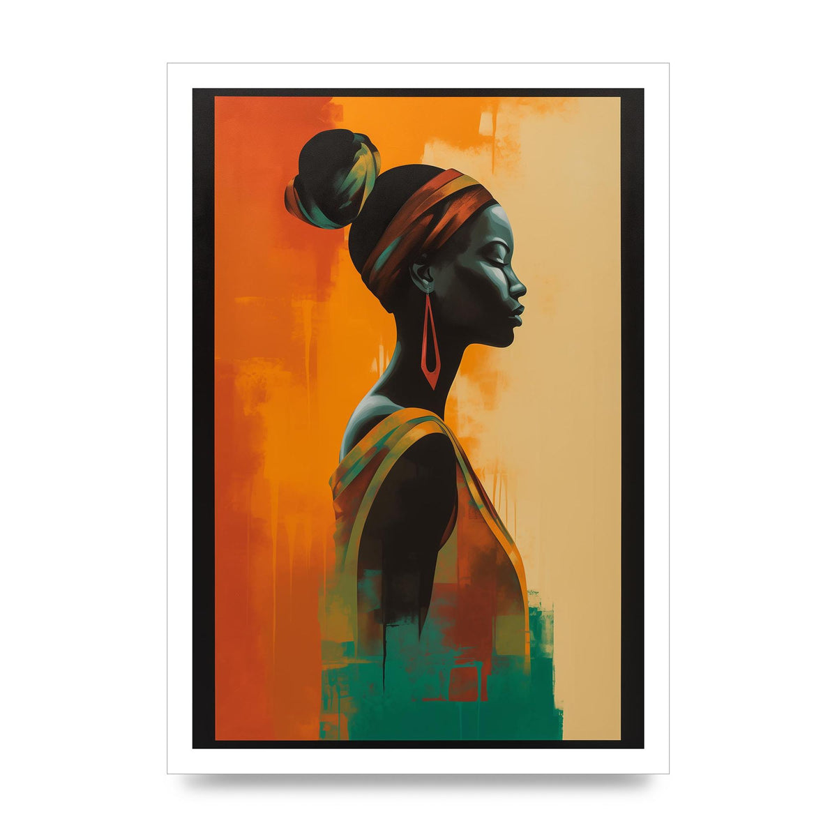 African Womans Graceful Lines on Canvas