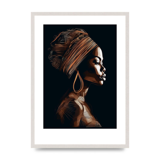 African Womans Rich Textured Form, print in an A2 white saw cut grain frame