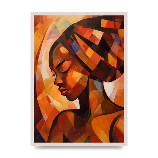 African Womans Warmth in Abstract, print in an A2 white saw cut grain frame