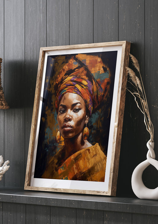 African Goddess in Browns and Golds