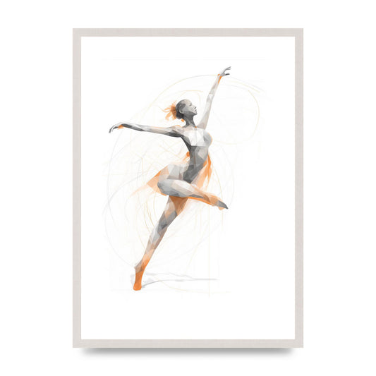 Womans Dance in Minimalist Strokes, print in an A2 white saw cut grain frame