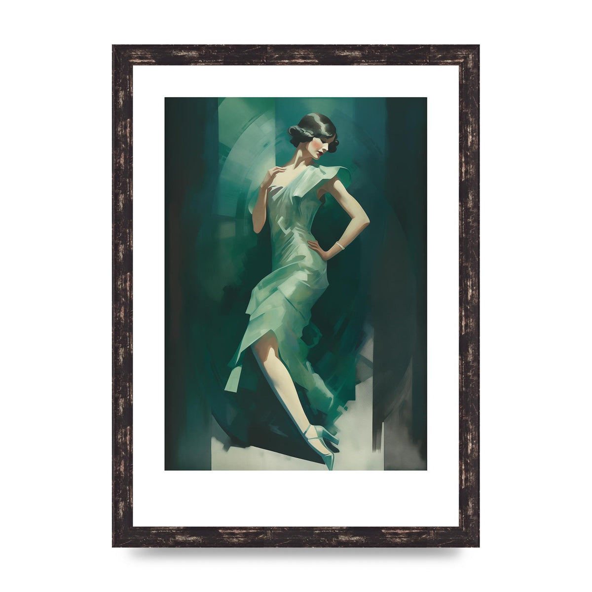 Womans Posture in Graceful Emerald