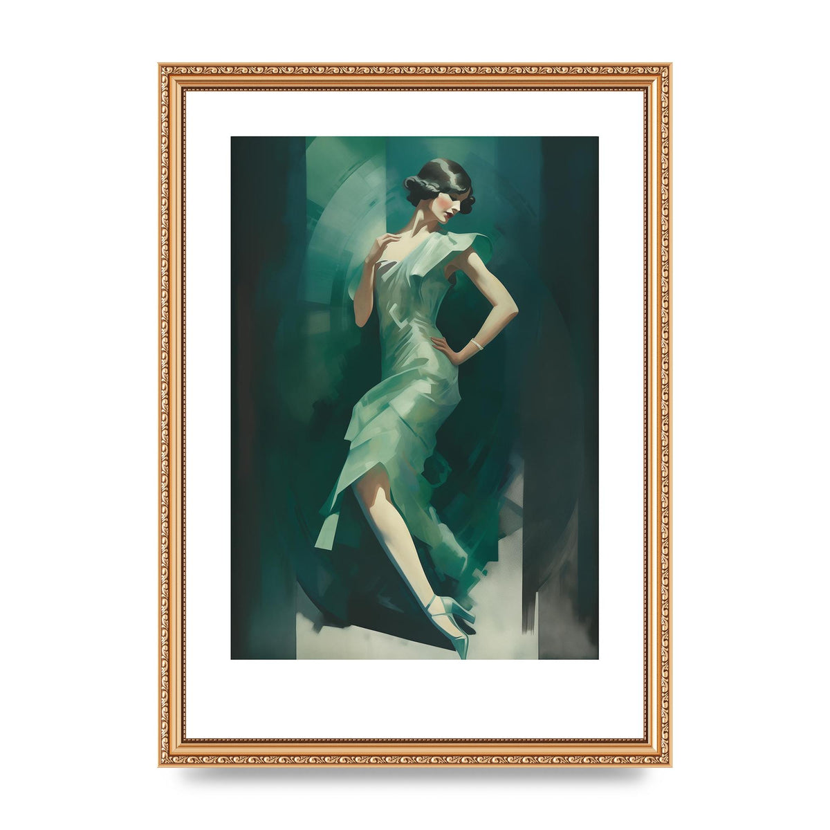 Womans Posture in Graceful Emerald
