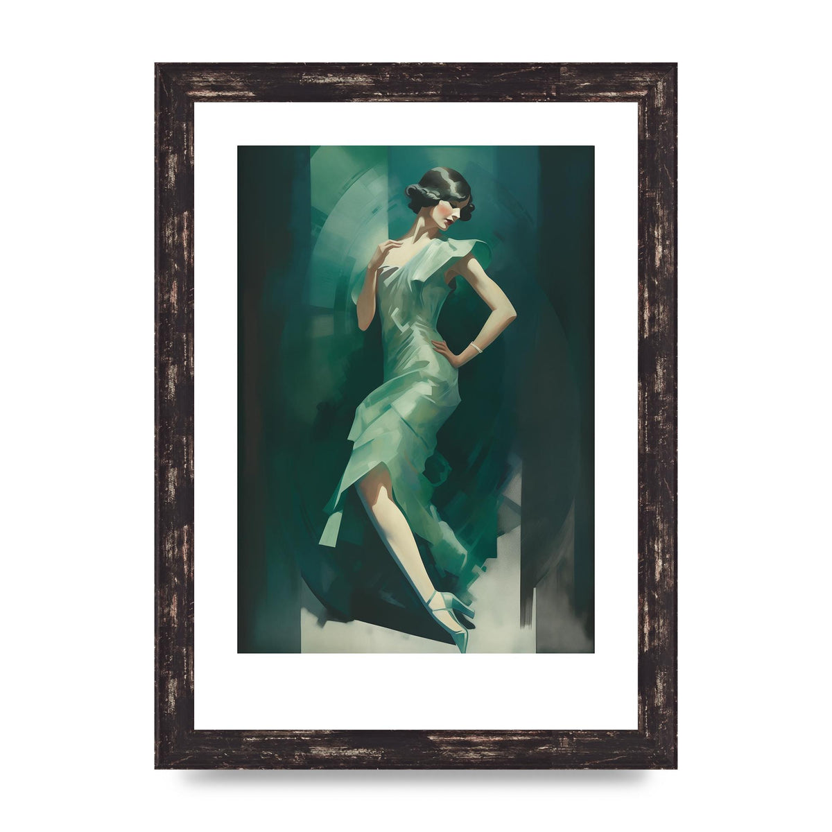 Womans Posture in Graceful Emerald