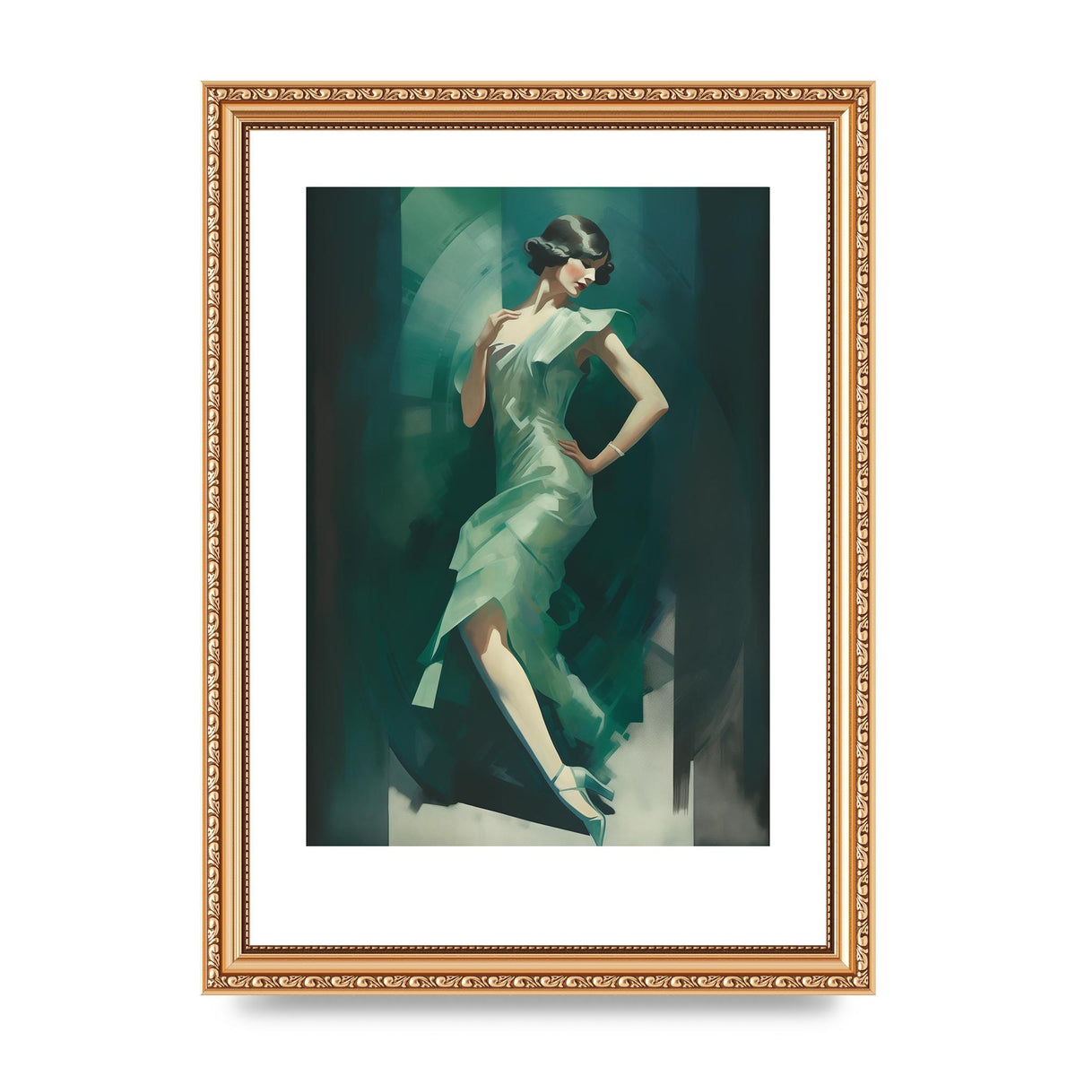 Womans Posture in Graceful Emerald