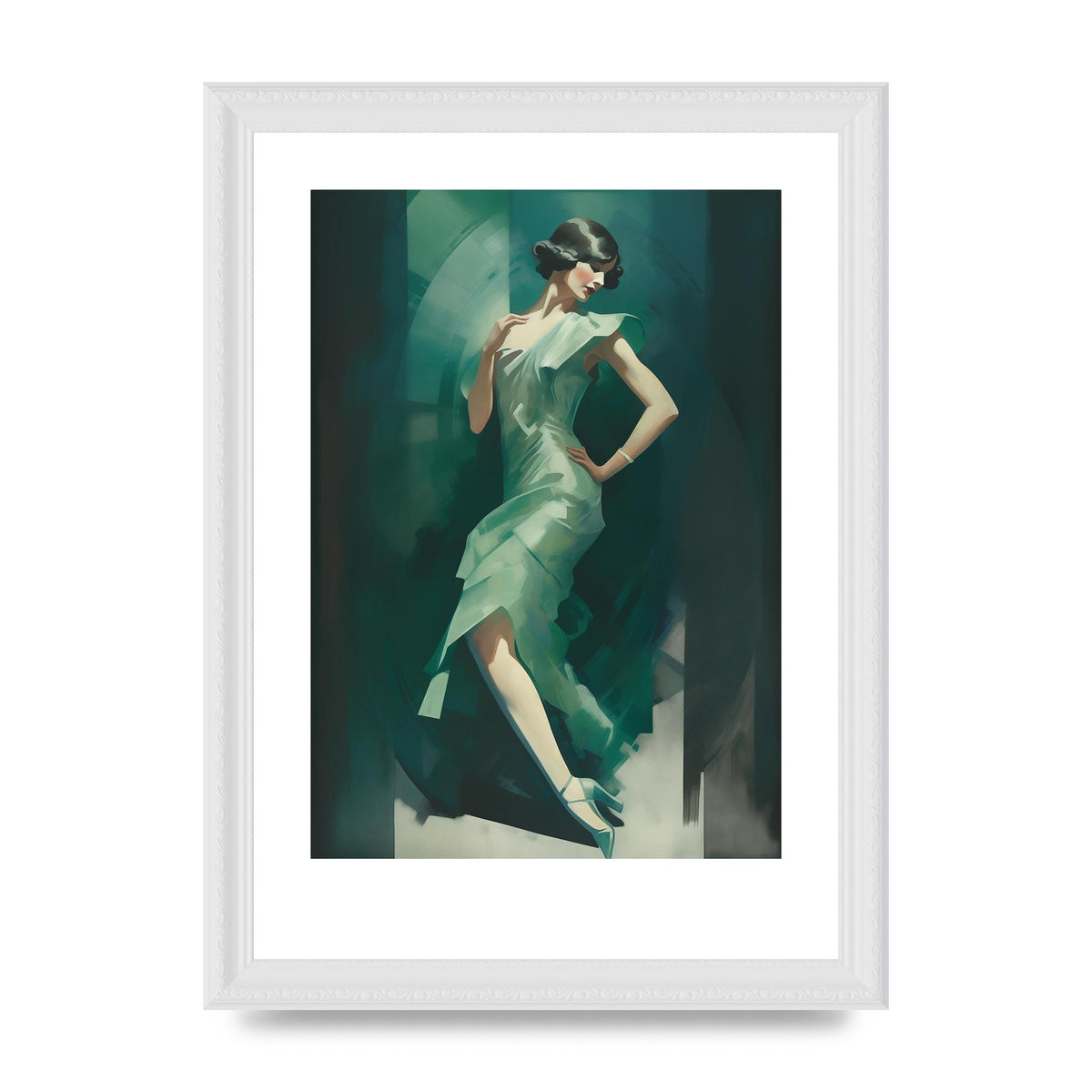 Womans Posture in Graceful Emerald