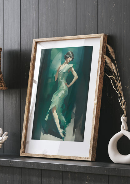 Womans Posture in Graceful Emerald