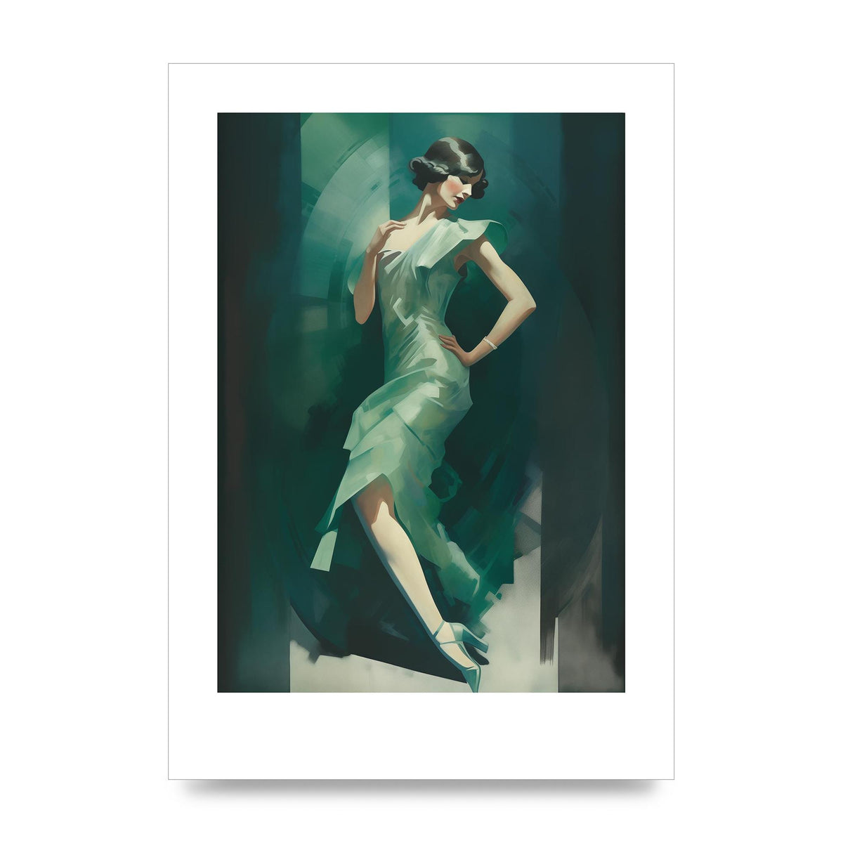 Womans Posture in Graceful Emerald