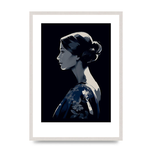 Midnight Blue Silhouette of Woman