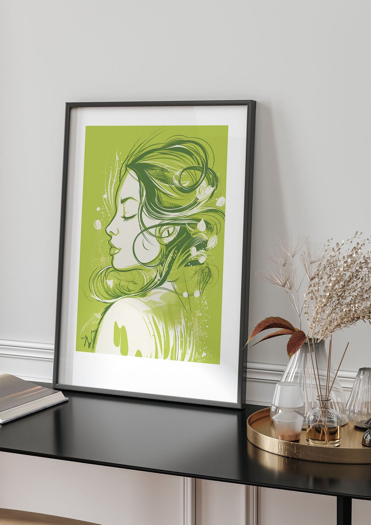 Femininity in Lime Green Strokes