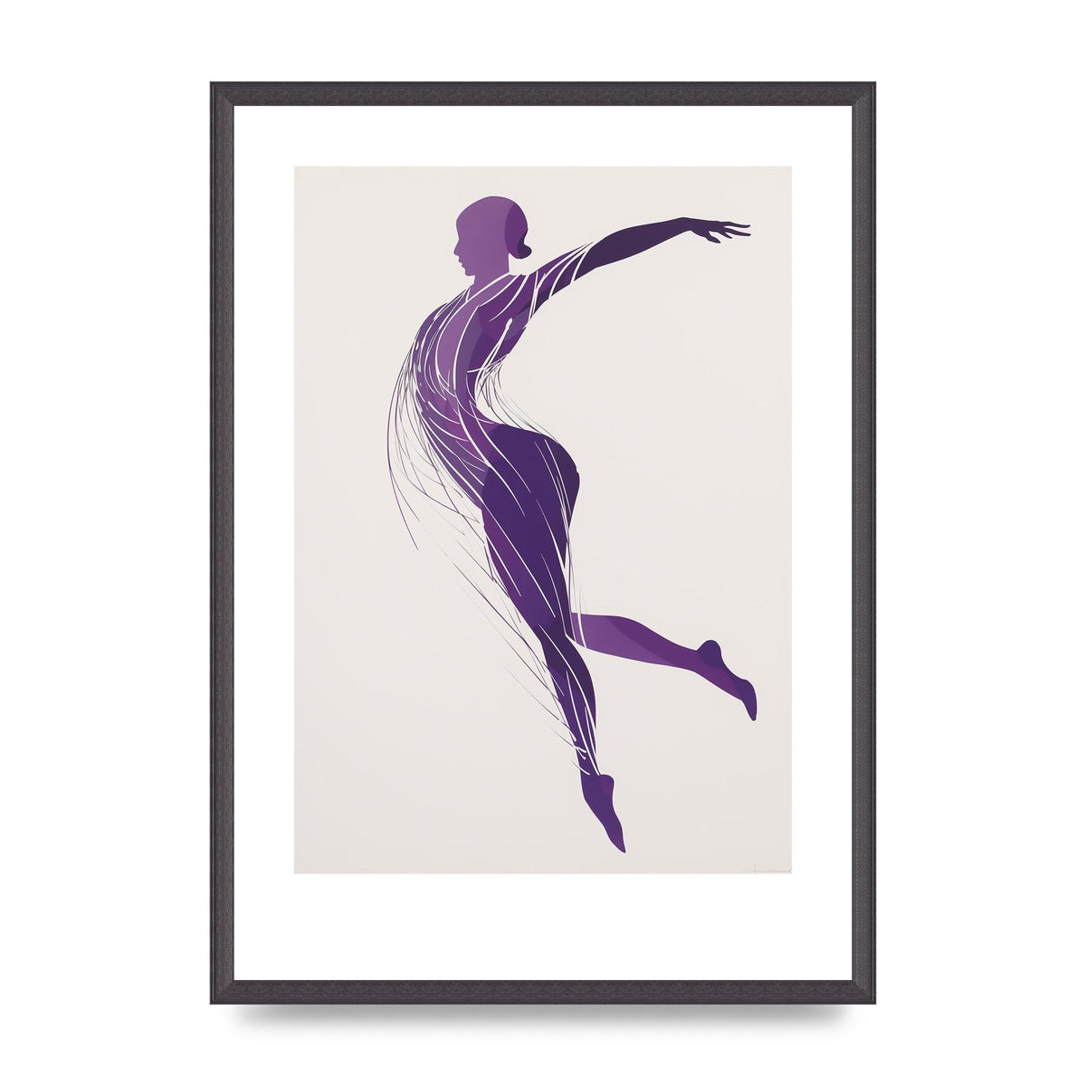 Dancing Woman in Black Lines and Violet