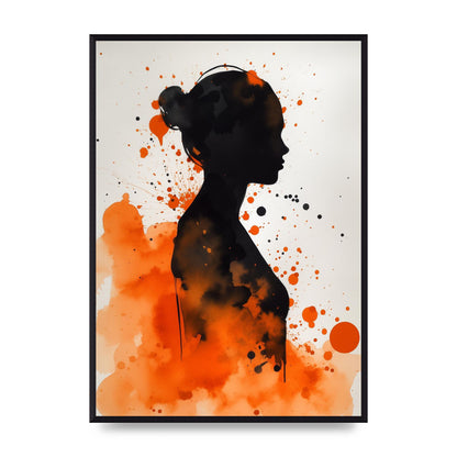 Meditative Womans Silhouette in Orange