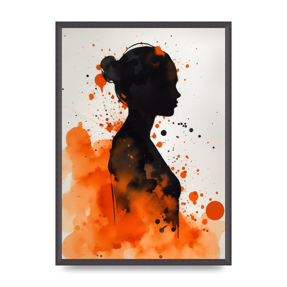 Meditative Womans Silhouette in Orange